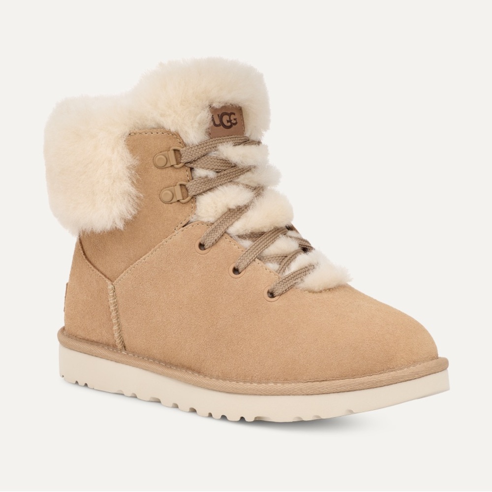 UGG CLASSIC MINI ALPINE LACE WOMEN BOOTS SIZE 7 H29N9